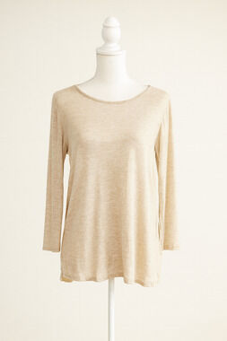 Pebble & Stone S Pleated Back Top Beige Boho Chic Minimalist Chic Layered Blouse